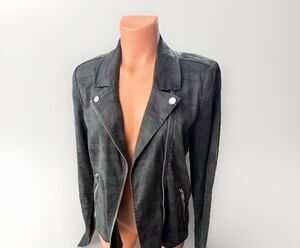 Level 99 Midnight Camo Moto Jacket Size M Linen Blend